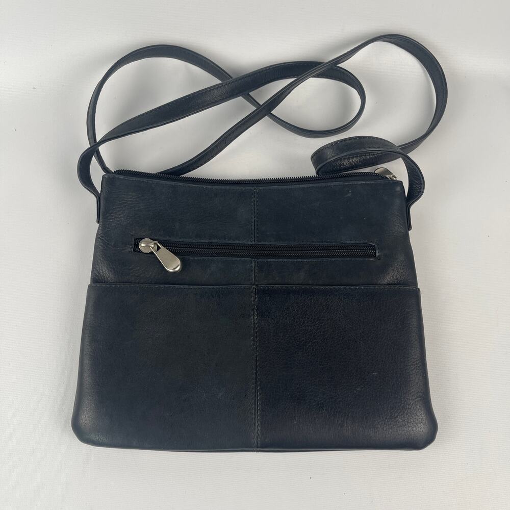 Le Donne Leather Collection Black Top-Zip Crossbody Bag
